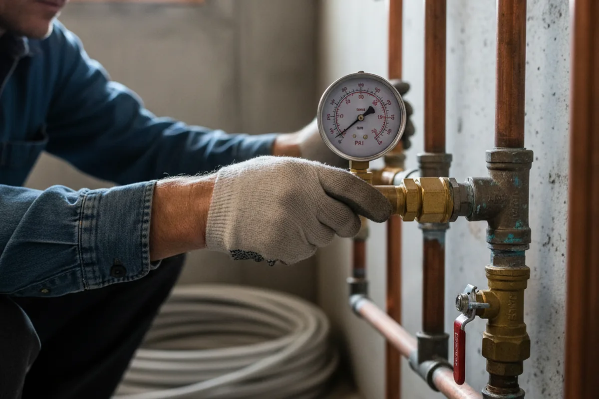 Pressure testing a repaired line during Water Line Repair in Seale